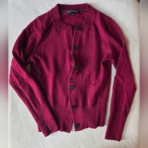 Banana Republic Italian Merino Wool Burgundy Cardigan Sweater